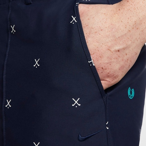 HP✨ NWOT Nike Flex Golf Shorts Navy Blue Charms Belted - Picture 3 of 13